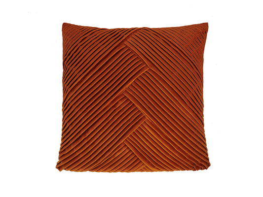 Rust Pleated Velvet Cushion Cover, 50x50cm