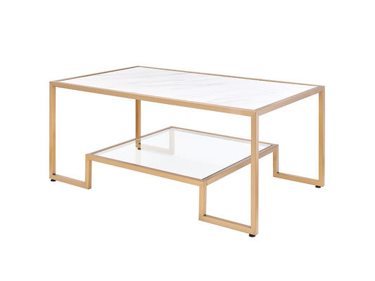 Podium Marble Coffee Table, Gold