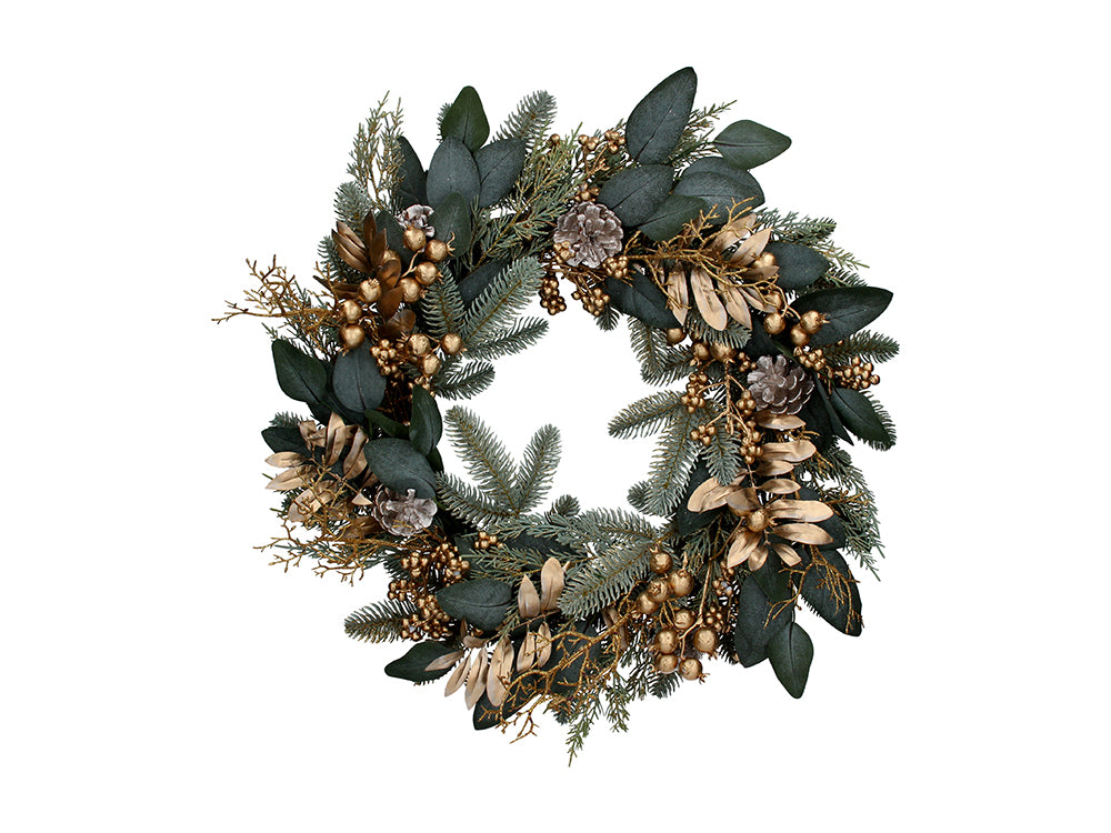 Gold Leaves & Berries Wreath 60cm