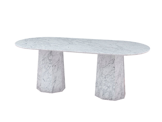 Giovanni Oval Marble Dining Table Medium / White Carrara Marble