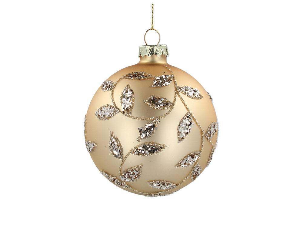 Embossed Gold Leaves Bauble
