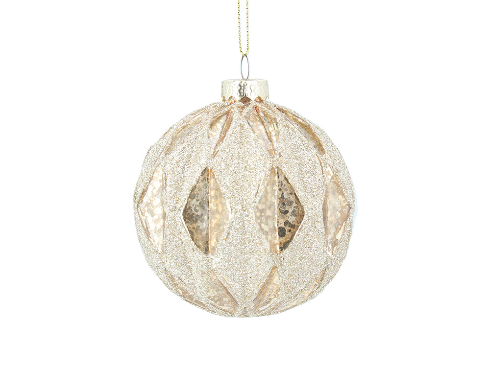 Frosted Gold Harlequin Bauble
