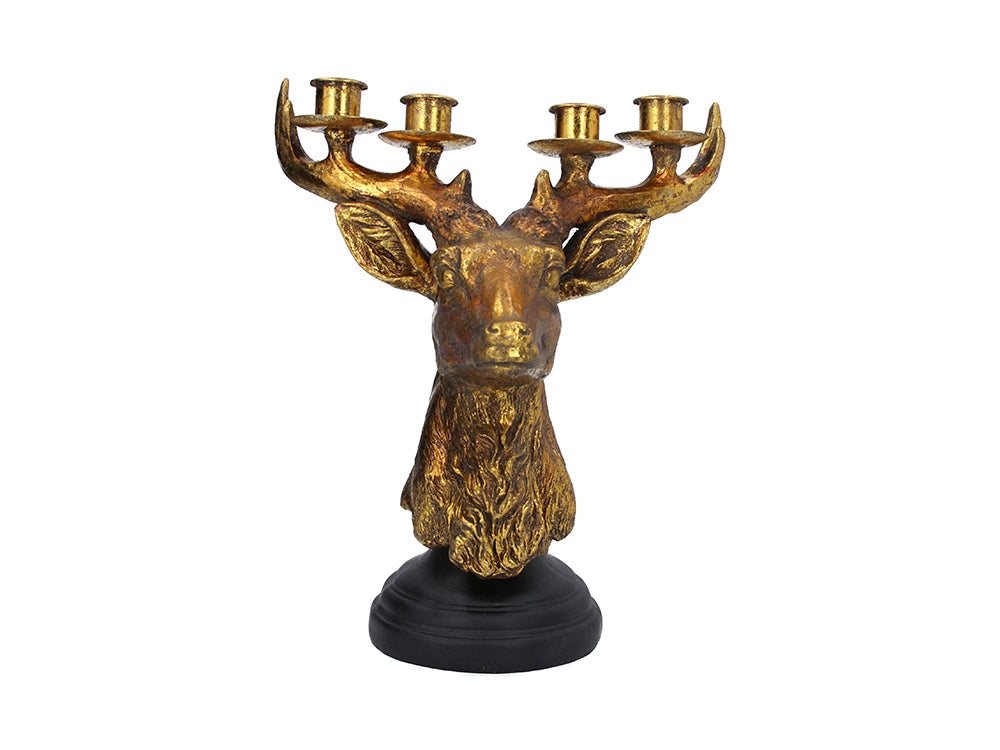 Gold Stag Head Candelabra