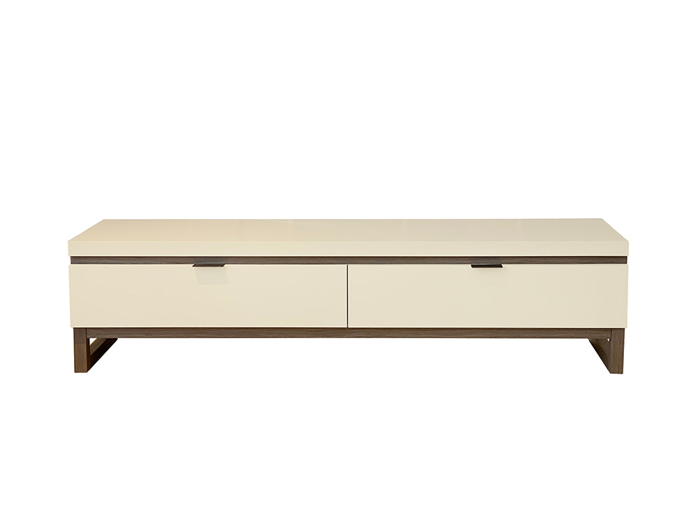 Malta TV unit detail showing cable management and shelving