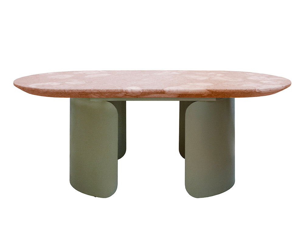 Lucca Coffee Table, Nude Pink Shell Marble Top