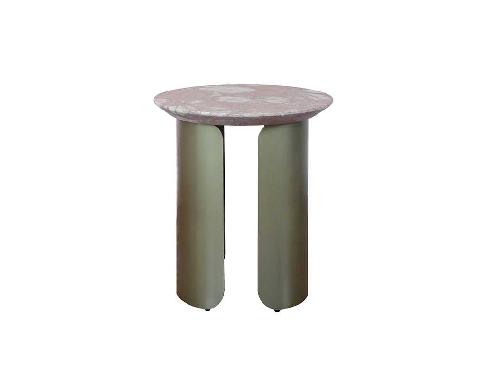 Lucca Side Table, Nude Pink Shell Marble Top