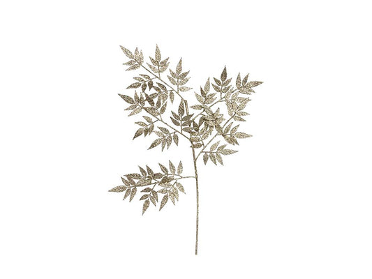 Pale Gold Glitter Leaf Spray