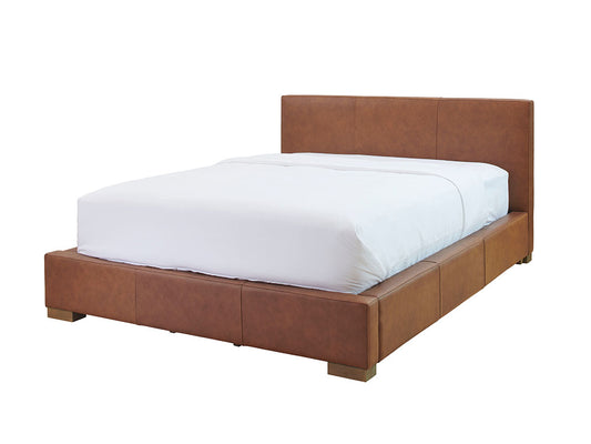 Moderna Bed With No Drawers Queen / No Storage / Parrot Maple Leather