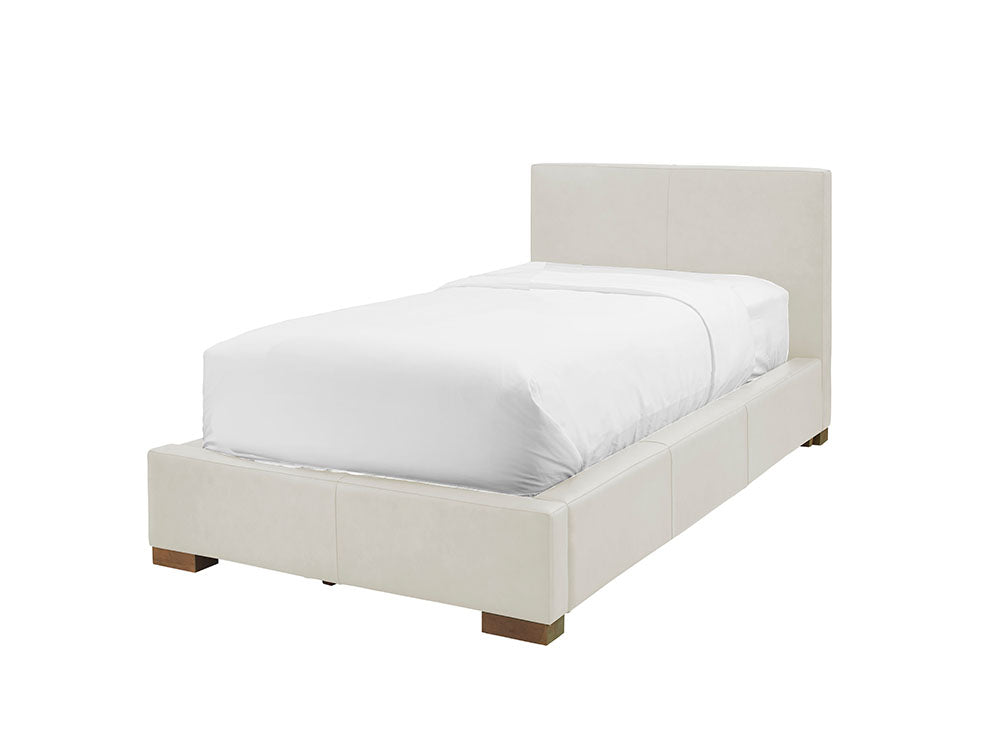 Moderna Bed With No Drawers Single / No Storage / Cortina White Leather