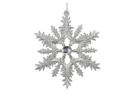 Frosted Silver Jeweled Snowflake