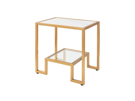 Podium Marble Side Table, Gold