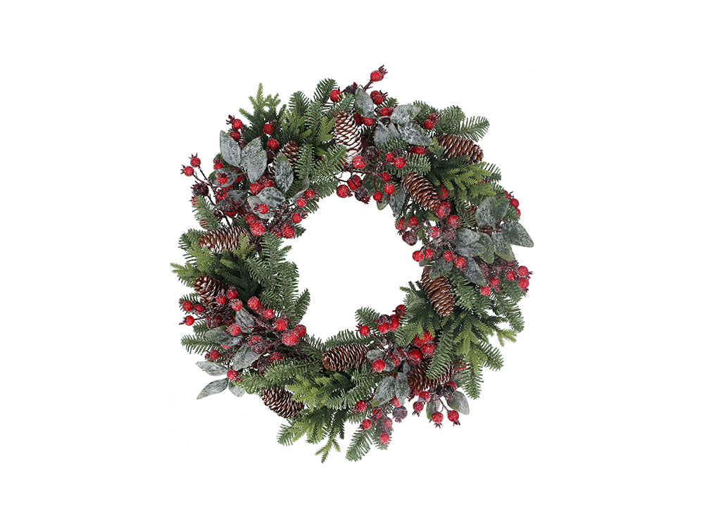Red Berry & Cone Wreath