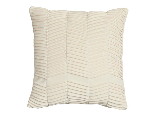 Zigma Pleated Velvet Cushion Cover, Cream 50x50cm