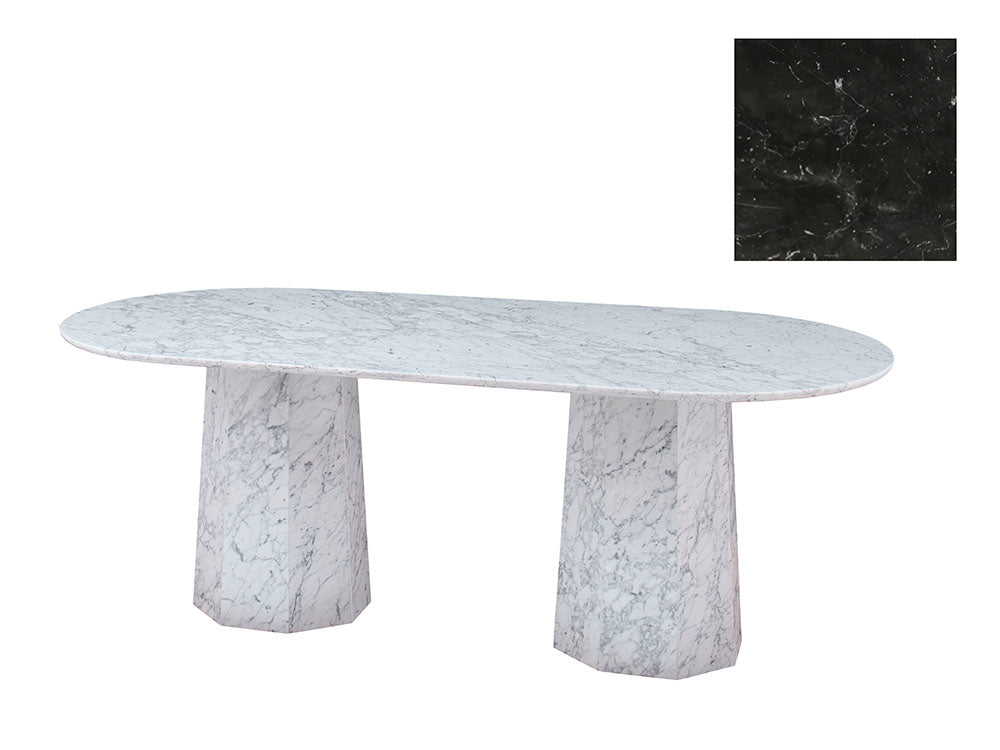 Giovanni Oval Marble Dining Table Large / Shiny Black Marble