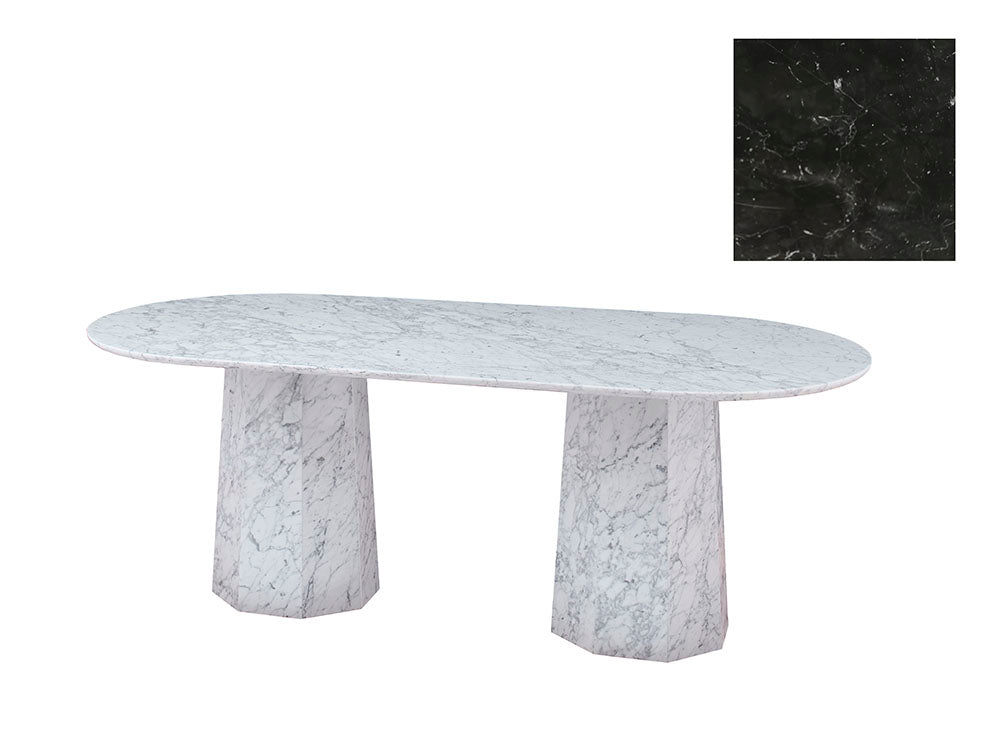 Giovanni Oval Marble Dining Table Medium / Shiny Black Marble