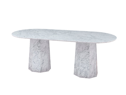 Giovanni Oval Marble Dining Table Medium / White Carrara Marble