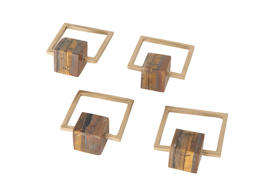 Tiger Eye Cube Napkin Ring Set of 4