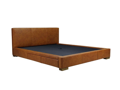 Moderna Bed With 2 Drawers Left Double / Parrot Maple Leather / 2 Drawers Left