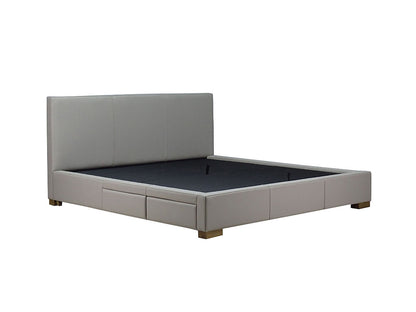 Moderna Bed With 2 Drawers Left Queen / Cortina Dove Leather / 2 Drawers Left