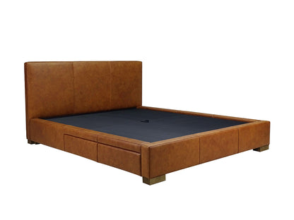 Moderna Bed With 2 Drawers Left King / Parrot Maple Leather / 2 Drawers Left