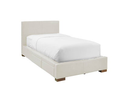 Moderna Bed With 2 Drawers Left Single / Cortina White Leather / 2 Drawers Left