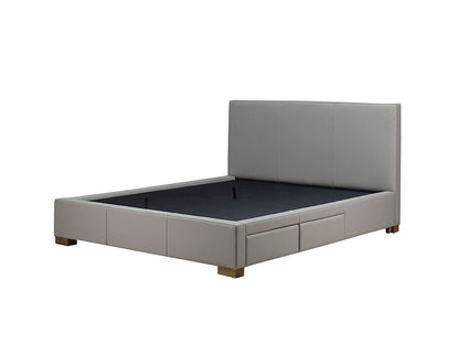 Moderna Bed With 2 Drawers Right Double / Cortina Dove Leather / 2 Drawers Right