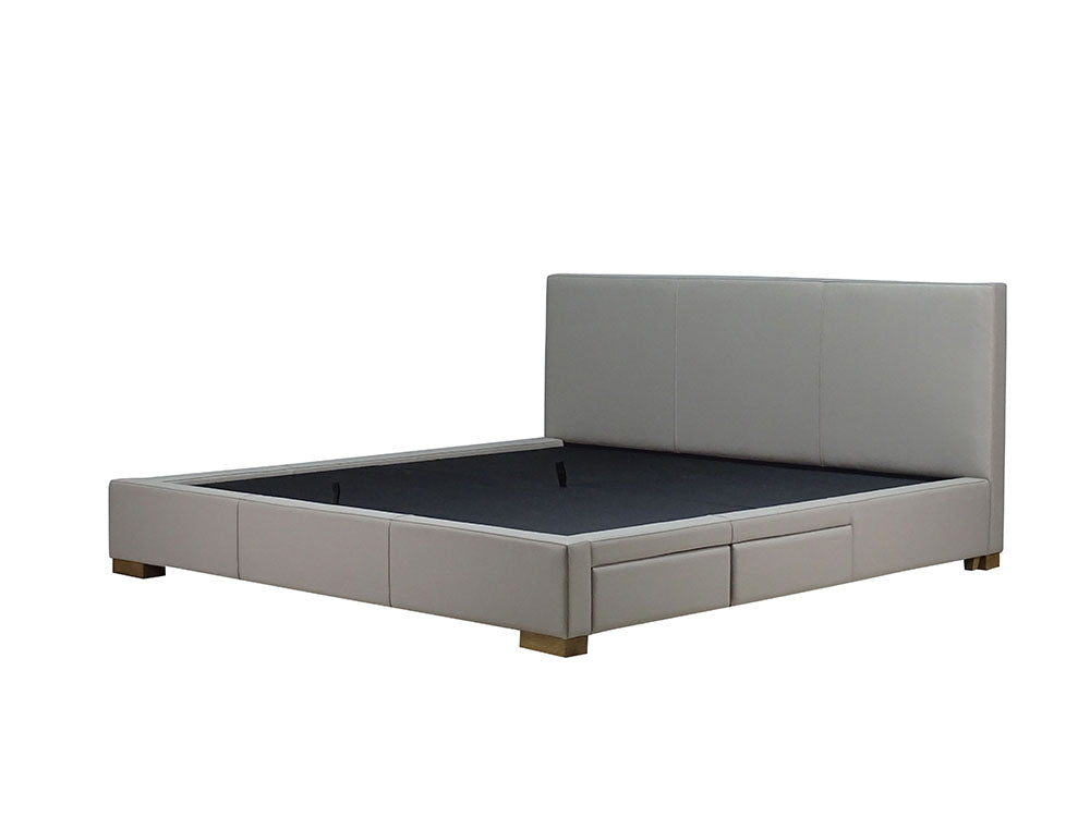 Moderna Bed With 2 Drawers Right King / Cortina Dove Leather / 2 Drawers Right