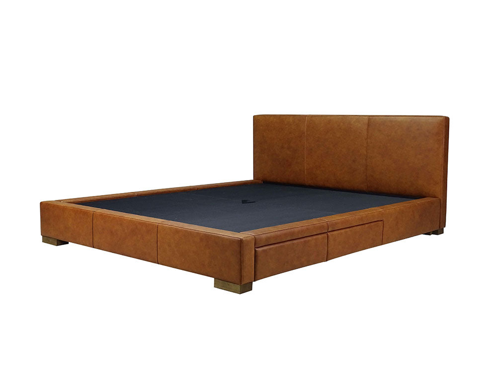 Moderna Bed With 2 Drawers Right King / Parrot Maple Leather / 2 Drawers Right