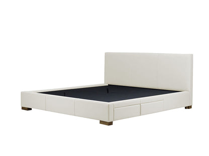 Moderna Bed With 2 Drawers Right King / Cortina White Leather / 2 Drawers Right