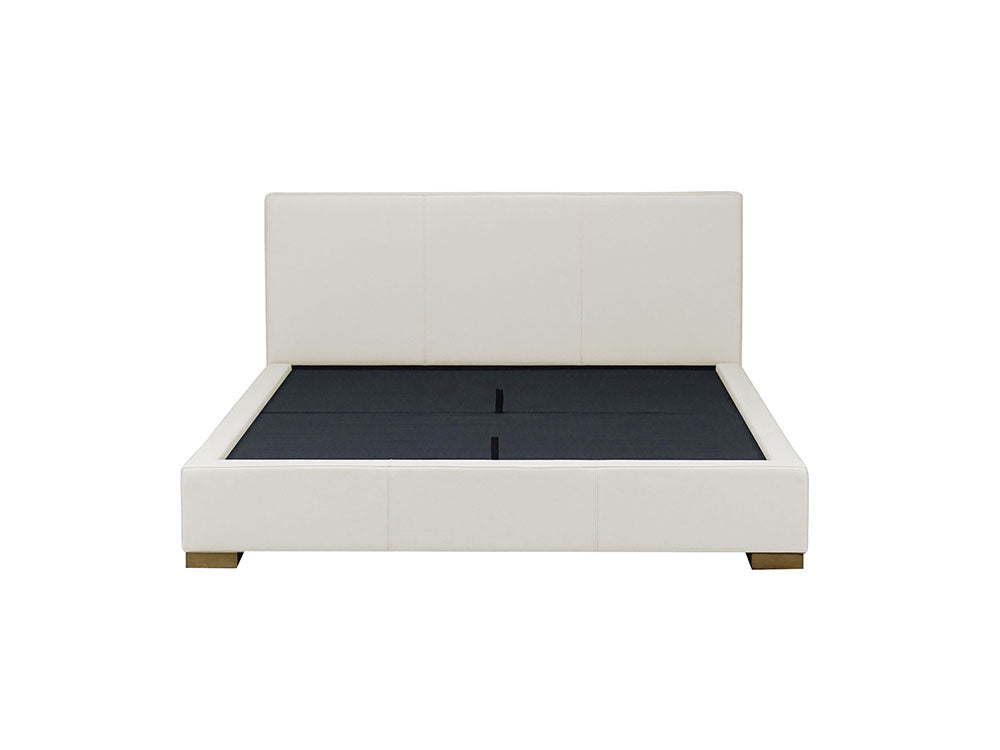 Moderna Bed With 2 Drawers Right Queen / Cortina White Leather / 2 Drawers Right