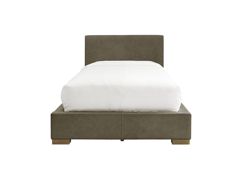 Moderna Bed With 2 Drawers Right Single / Parrot Grey Leather / 2 Drawers Right