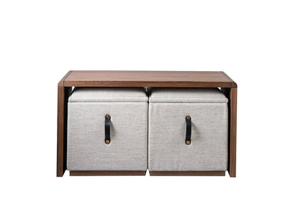 Abby Coffee Table and Storage Ottoman Walnut, Set of 3