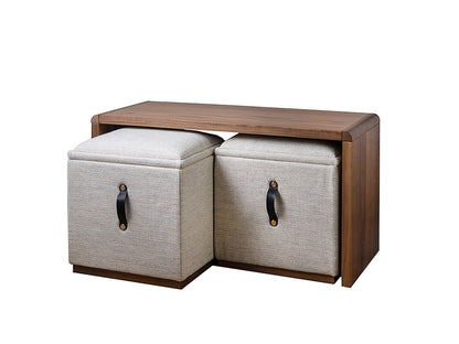 Abby Coffee Table and Storage Ottoman Walnut, Set of 3