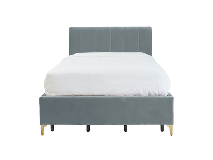 Andrea Bed With No Drawers Double / No Storage / Cambridge Blue Velvet