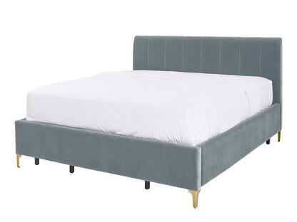 Andrea Bed With No Drawers King / No Storage / Cambridge Blue Velvet