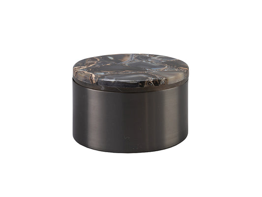 Agate Round Box, Pewter