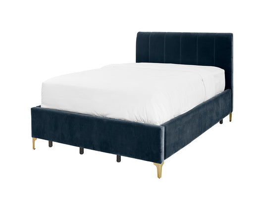Andrea Bed With No Drawers Double / No Storage / Arctic Blue Velvet