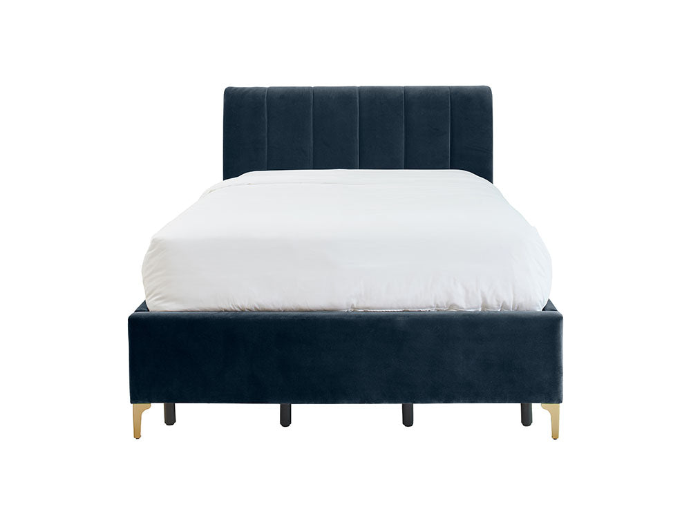 Andrea Bed With No Drawers Double / No Storage / Arctic Blue Velvet