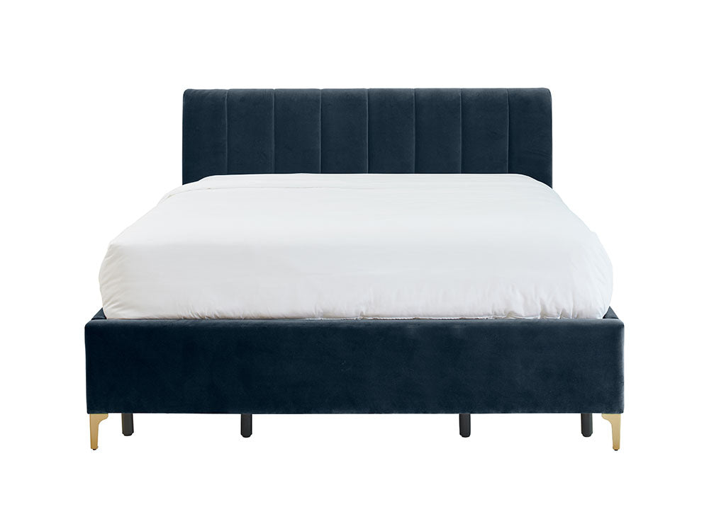 Andrea Bed With No Drawers King / No Storage / Arctic Blue Velvet