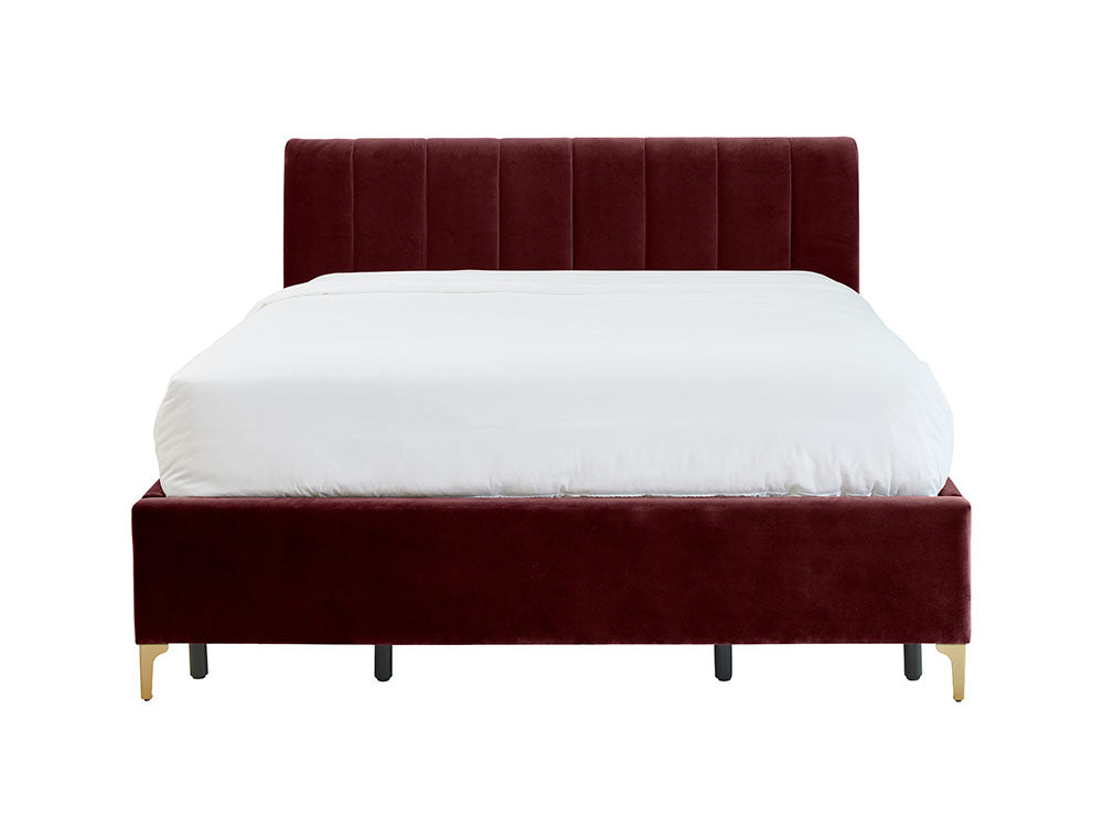 Andrea Bed With No Drawers King / No Storage / Ruby Red Velvet