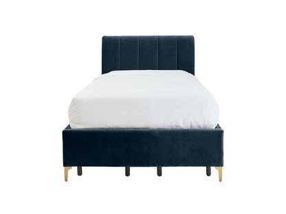 Andrea Bed With No Drawers Single / No Storage / Arctic Blue Velvet