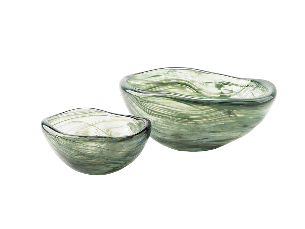 Alabaster Glass Bowl, Green Large