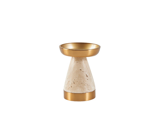 Travertine Pillar Candle Holder, Low