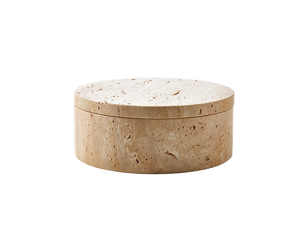 Travertine Round Storage Box, Large – indigo-living-limited