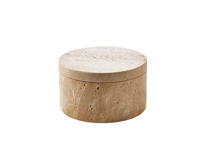 Travertine Round Storage Box, Small