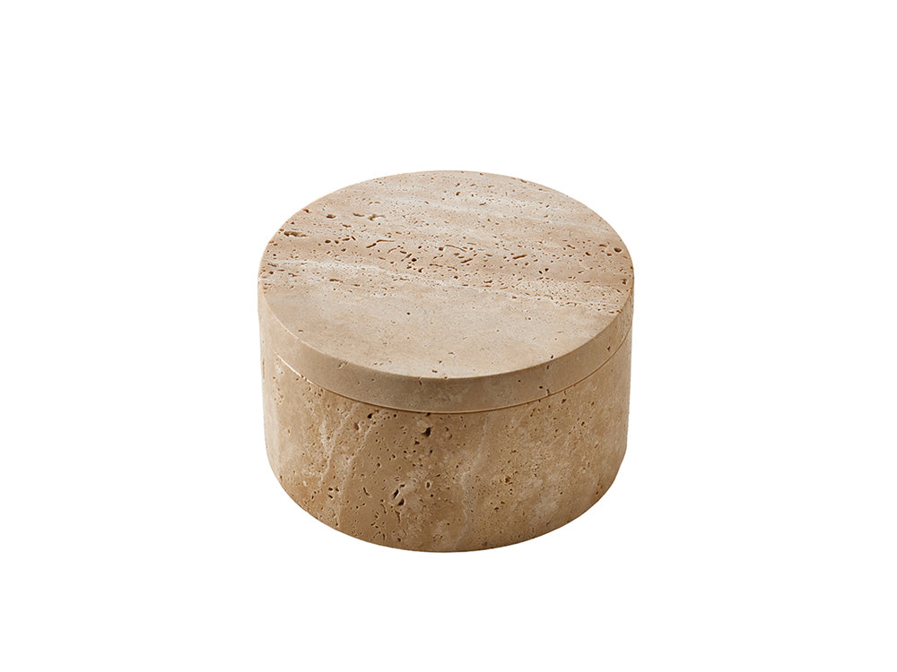 Travertine Round Storage Box, Small