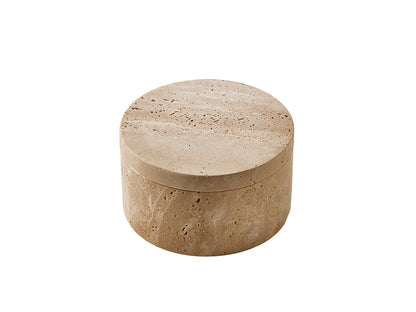 Travertine Round Storage Box, Small