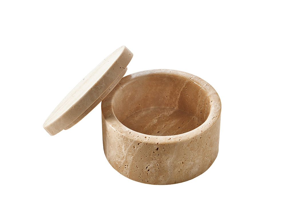 Travertine Round Storage Box, Small