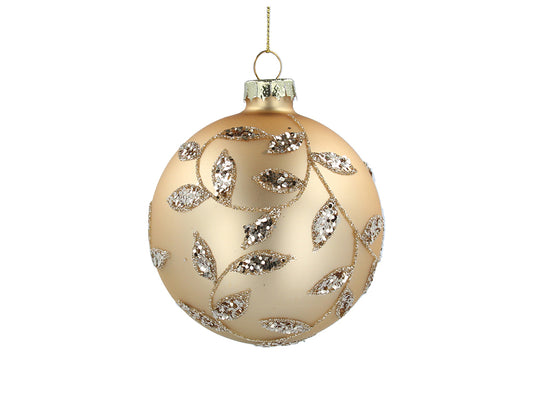 Embossed Gold Leaves Bauble