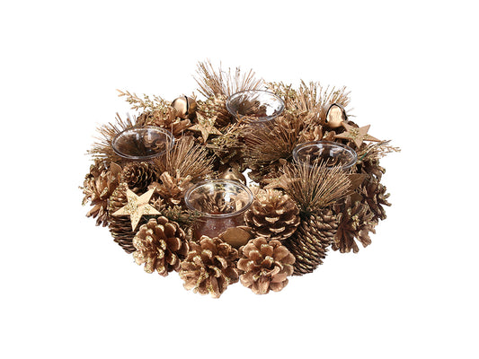 Pine Cone & Wreath Tealight Candle Holder